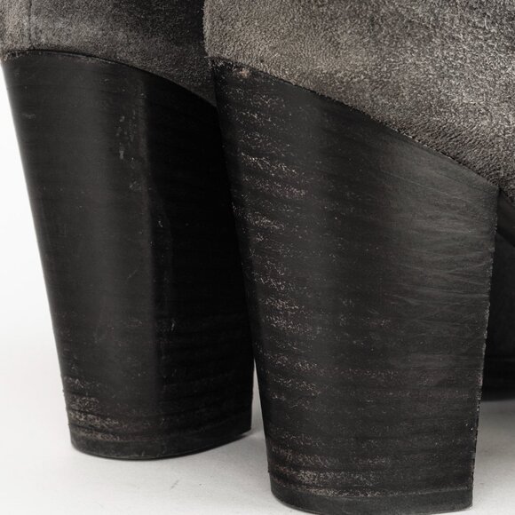 Vince Grey Nubuck Leather Block Heel Point Toe Boots - Picture 8 of 9